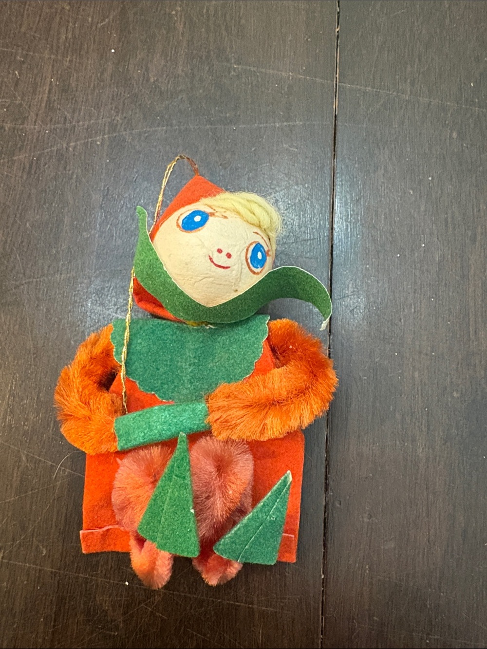 Vintage pipe cleaner elf ornament